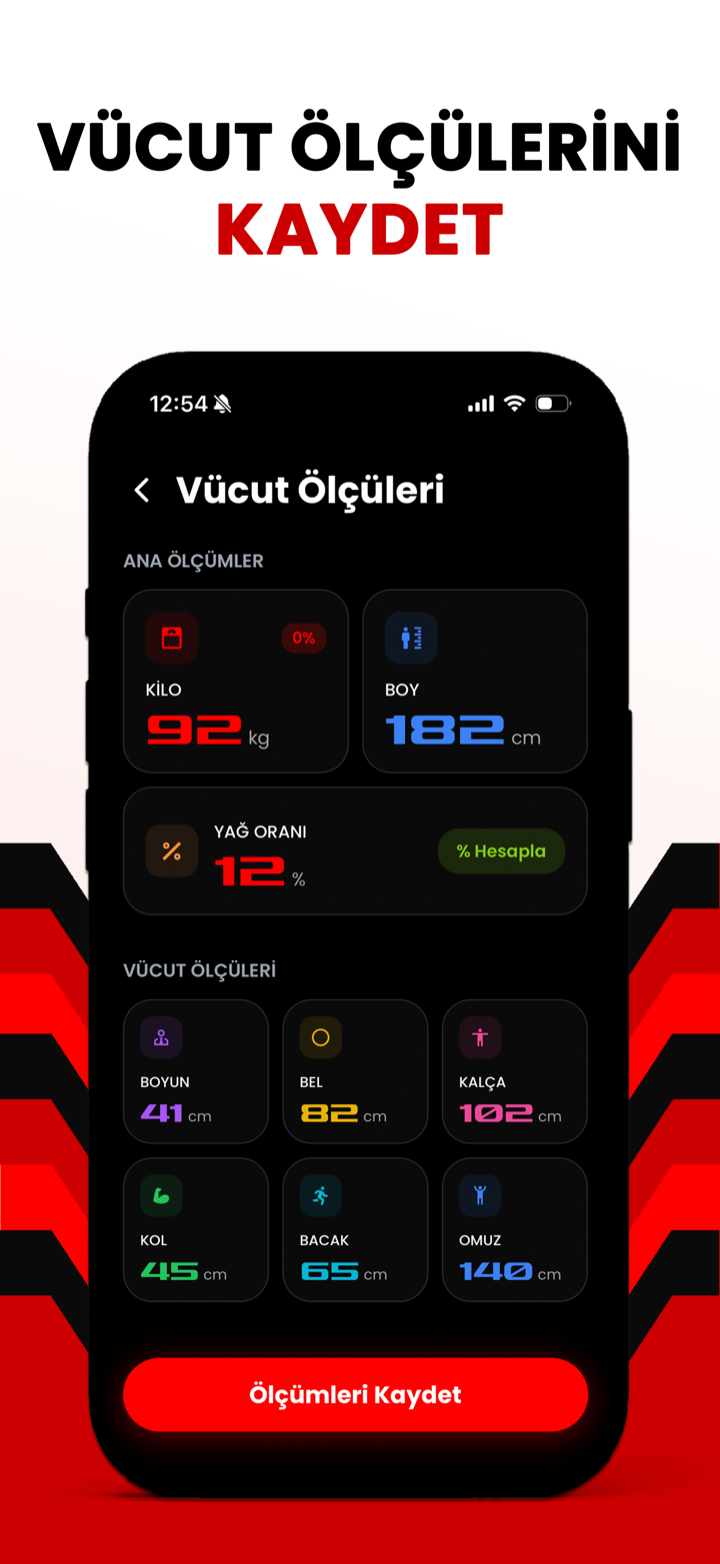 Vücut ölçülerini kaydet